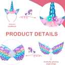 Hifot Unicorn Costumes for Girl, Unicorn Birthday Tutu Dress with Unicorn Wings Headband for Christmas Gifts Party Outfit, 8In Waist
