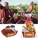 24 Set Footballs Party Baskets for Gifts Empty with Cellophane Basket Bows Football Senior Night Market Tray Cardboard Basket to Fill for Sports Party Favors Holiday Gifts Packaging