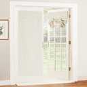RYB HOME 100% Blackout Tricia Door Curtains, Linen Textured Blend Thermal Insulating Privacy French Door Window Tie Up Shades Living Room Curtains for Kitchen, W 34 x L 69 inches, Ivory, 1 Panel