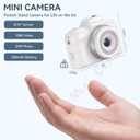 Tiny Digital Camera, Vintage Mini Keychain Camera for Teens & Beginners, Cute Portable Small Camcorder with 32GB Card, 1080P HD Pocket Video Recorder for Travel and Vlogging, White