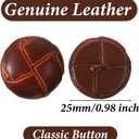 6Pcs Brown 25 mm Genuine Leather Cover Buttons, Round Shank Sewing Buttons Sew on Football Button with Shank Sew for Clothes Dress Coats Jackets Sweaters Blazers Jeans DIYS Handicrafts (25mm)