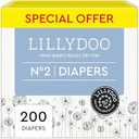 LILLYDOO Diapers - Size 2 (9-18 lbs), Monthly Supply (200 Count), Skin-Friendly, Ultra Soft, Chlorine-Free & Absorbent Baby Diapers