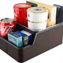 Car Seat Organizer with Phone Holder,Armrest Cup Holder Tray Truck Organizer & Storage Front Seat Car Caddy fit for Floor Hump Organizer(Brown)