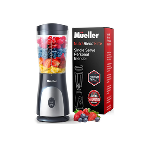 Mueller Personal Blender for Shakes and Smoothies with 15 Oz Travel Cup and Lid, Juices, Baby Food, Heavy-Duty Portable Blender & Food Processor, Grey