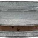 Stonebriar Galvanized Metal Serving Tray with Rust Trim and Metal Handles, Unique Butler Tray, Decorative Centerpiece for Coffee Table or Dining Table, Rustic Accessories for Weddings and Parties (18" x 12.5" x 2.5")