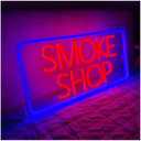 30"x15" Extra Large LED SMOKE SHOP Signs for Business, Super Bright Neon SMOKE SHOP Sign with Sturdy Chain, 5 Levels Brightness Adjustable for Store Retail Shop Window Bar Restaurant (Red/Blue)