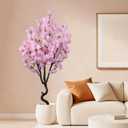 Faux Pink Cherry Blossom 5.5ft(67in) Tall Artificial Plant Indoor Decor Natural Realistic Fake Cherry Blossom Tree for Wedding Party Sakura Plant in Pot for Home Living Room,Office,Outdoor Decor