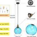 Pendant Light Shade Industrial Hanging Lights Fixtures Ceiling Outdoor Pendant Lighting for Kitchen Island Dining Room Unique Lamp in Kitchen Farmhouse Bedroom (Blue, 7.8 Inches)