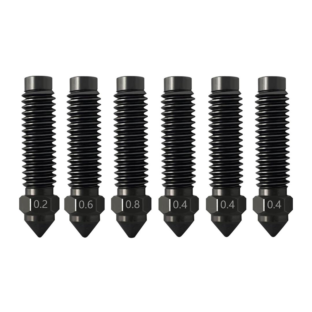 6PCS 0.2MM 0.4MM 0.6MM 0.8MM Hardened Nozzles for Centauri Carbon/CC/CC2 Stainless Steel Nozzle High Temperature Pointed Wear Resistant Nozzles High Flow Hotend Extruder for Elegoo 3D Printer