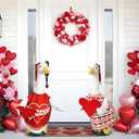 Valentine's Day Porch Goose Outfit Cute Dress Clothes Costume for 23" Gooses Statue Decoration Garden Lawn Outdoor(2 Set, Red Heart)