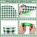 NatNarr 175 Pcs Gingham Party Supplies Include Green Gingham Plates and Napkins Cups Plastic Cutlery Disposable Green Checkered Plates Set for St Patricks Day, Picnic, Baby Shower, Golf Party