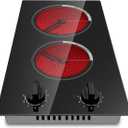 12 Inch Electric Cooktop 2 Burner, Built-in Stove, Electric Radiant Cooktop with Knob Conrol, Residual Heat Indicator, 9 Power Level, Over-Heat Protection, 220V Hard Wire(No Plug)