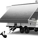 Heavy Duty RV Awning Fabric Replacement - 19.5oz Vinyl Camper Awning - Waterproof & UV-Resistant - Universal Canopy for Camper, Trailer and Motorhome (Black Fade, 16FT(Fabric 15'2"))
