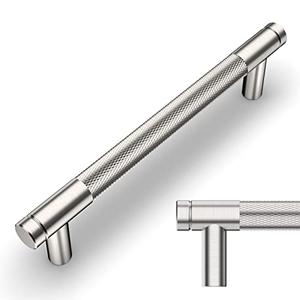 Amerdeco 10 Pack Brushed Satin Nickel Knurled Cabinet Pulls 5 Inch Center to Center Kitchen Cabinet Handles for Drawer Dresser, Cupboard and Wardrobe ZH0031