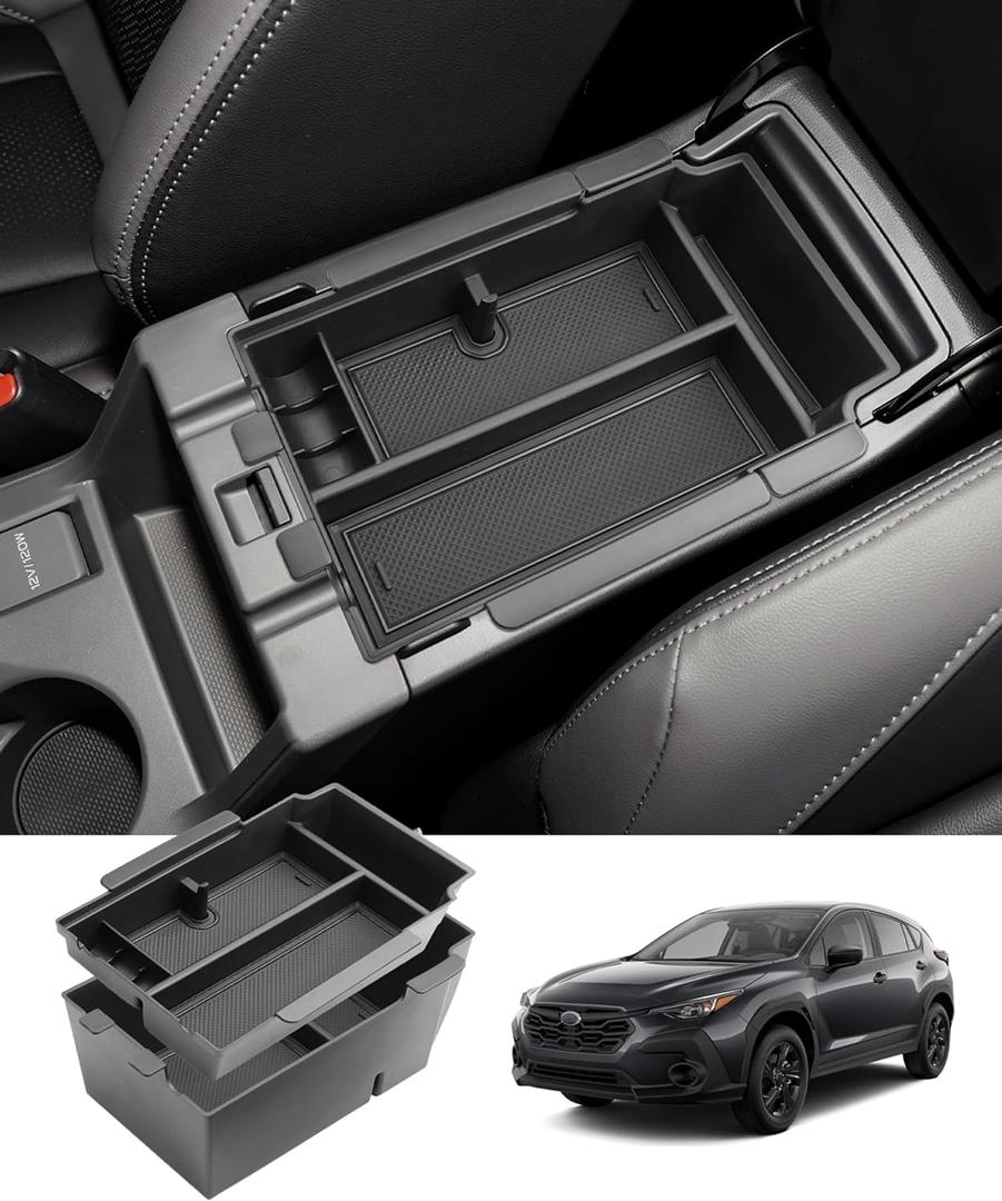2 Layer-2024 2025 2026 Crosstrek Center Console Organizer for Subaru Crosstrek (Base/Premium/Sport/Limited/Wildernes),Durable ABS 2025 Crosstrek&Impreza Tray 2026 Crosstrek Hybrid Accessories