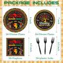 Black History Month Decorations - 96 Pcs Disposable Paper Dessert Plates Napkins Forks Tableware Decor Set BHM African American Party Supplies for Juneteenth Freedom Day Serves 24 Guests