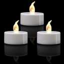 KOABY LED Tea Lights - 24 Pack Flickering Flameless Lights, Warm White, Last 200H+, Battery Operated for Decoration