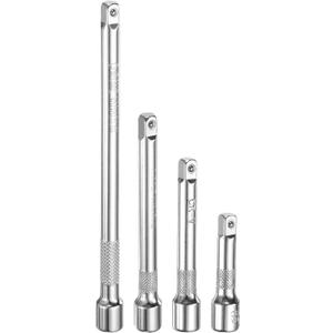 uxcell 1/4" Drive Impact Extension Bar 2" 3" 4" 6" Chrome Vanadium Steel Extra Long Socket Wrench Extender Square Drive Socket Handle for Loosening and Tightening Silver 4-Piece Set
