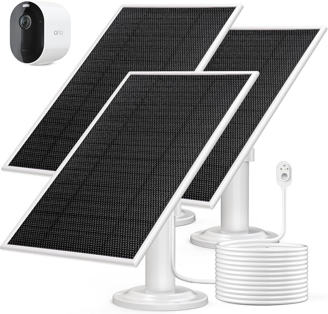 6V 4.5W Solar Panel Charge for Arlo Pro 4 / Pro 3 / Arlo Pro 5S 2K / Arlo Ultra/Ultra 2 / Arlo Go 2, IP 65 Waterproof for Continuous Power Supply in The Outdoor - Magnetic Connection Port-3Pack