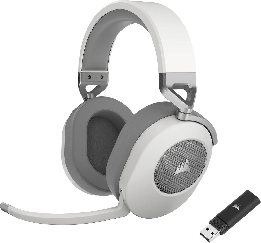 Corsair HS65 Wireless Multiplatform Gaming Headset with Bluetooth - Dolby Audio 7.1 - Omni-Directional Microphone - iCUE Compatible - PC, Mac, PS5, PS4, Mobile - White