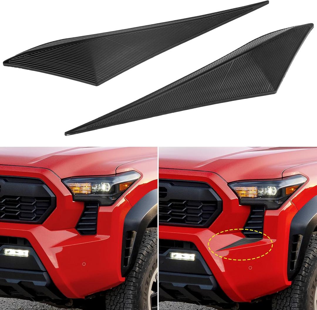 2Pcs Front Side Grille Patch Decor Compatible with Toyota Tacoma 2024 2025 2026, Front Fog Light Decals Fit 4th Gen Tacoma Accessories Car Truck Label, Black