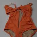 SHAPSHE Women's Tummy Control Swimsuit One Piece Slimming Bathing Suit Cutout Tie Knot Front Bikini Push Up Swimwear, Size: M