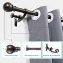 Double Curtain Rods with Aluminum Bouquet Brackets and Round Finials,Dark Bronze Curtain Rods for Windows 48 to 86 inch,1-Inches Front and 5/8 Inches Back Double Window Drapery Rod