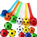 PullCrease Soccer Party Games 12 Pack Soccer Party Spoon Relay Race Toy Set for Teens Adults, Soccer Foam Ball and Spoon Race Game for Sports School Birthday Party Supplies Favors (Multicolor)