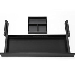 Under Desk Storage Drawer, Shallow Under Desk Drawer Organizer (Black 23.5 inch)