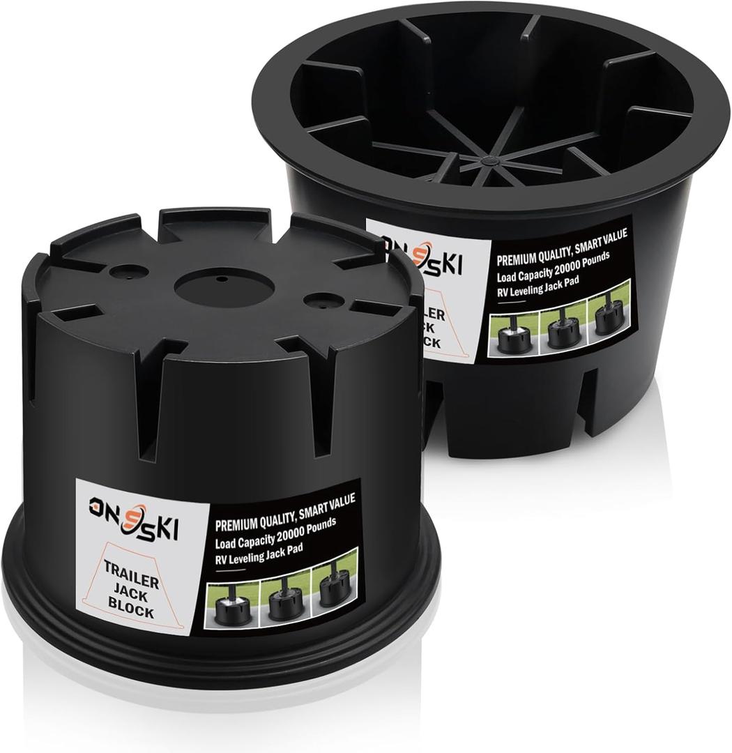 RV Trailer Jack Block 2-Pack Durable Leveling Stabilizer Blocks Supports up to 20000 Pounds with UV-Resistant Recycled Material, Ideal for RVs, Trailers, Campers and Motorhomes with Carry Bag