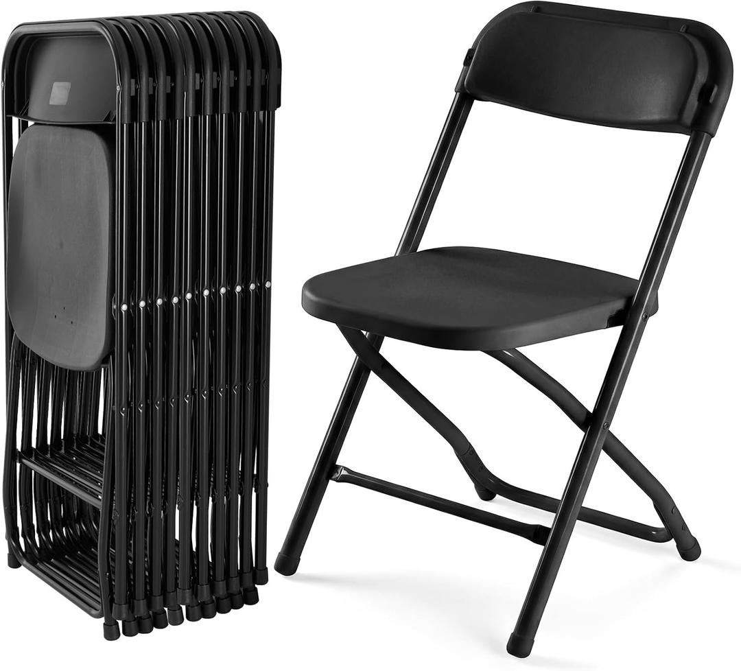 DUMOS Folding Chairs Set of 5, 330lbs Plastic Stackable Portable Patio Dining Sets, Fold Up for Indoor Outdoor, Camping, Garden, Party, Meeting (Black)