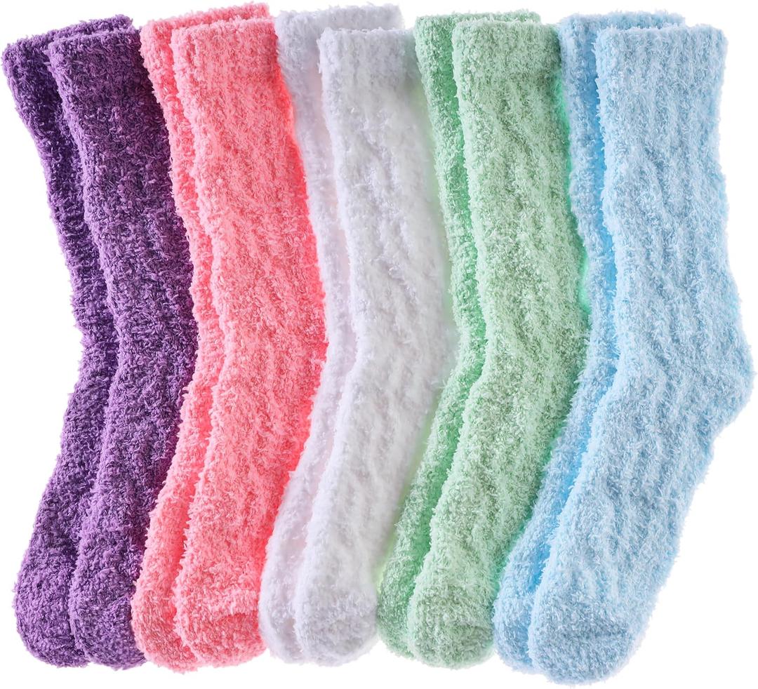 Womens Fuzzy Socks Cozy Fluffy Slipper Soft Winter Warm Home Sleeping Christmas Socks, One Size 5-11