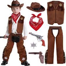 Spooktacular Creations Halloween Cowboy Hat Costume for Boys, Kids Brown Western Costume, Deluxe Boys Cowboy Outfit Set for Toddler Halloween RolePlay Themed Party (3T, 34 yrs)