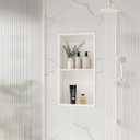 Qeke Stainless Steel Shower Niche 12" X 24", No Tile Needed Wall Niche Double Shelves, Recessed Shower Shlef for Bathroom Storage, Matte White