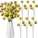 Suncalla 12 Pcs Felt Bee Stems What Will Baby Bees Birthday Party Decoration DIY Felt Honeybee Branch Pick for Tree Vase Filler Home Table Centerpiece Farmhouse Baby Shower Crafts (Bee)