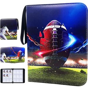 900 Cards Football Card Binder, 9-Pocket Card Collections Trading Card Binder 50 Pages Double-Sided Cards Holder with Zipper 3-Ring Card Album for Sports Football Card Sleeves Protectors