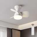 20 Inch Ceiling Fan with Light, 3 ABS Blades, White Small Ceiling Fan with Remote Control, Suitable for Living Room, Dining Room, Bedroom