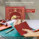 Christian Gifts,A5 Hardcover Leather Journal for Women - 200 Pages Premium Paper Notebook,Lion Journal with 180 Lay Flat Design for Daily Diary, Prayer & Planning (Lion Red)