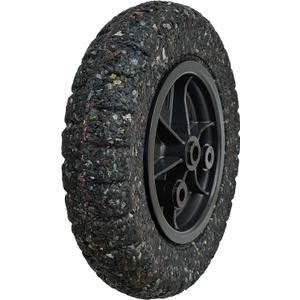 Flat-Free Wheelbarrow Tire 14" | 100% Recycled Rubber | 440 lb Capacity | Universal Axle (1", 3/4", 5/8", and 1/2") with 2 spacers | Durable, Puncture-Proof | For Garden wagon, Dolly, Utility cart