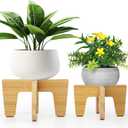 Plant Stand Indoor Outdoor, Plant Holder Sturdy Single Flower Pot Stand Planter Stand Stool Display Decorative for Desktop Counter Room (Natural 2 Pack)