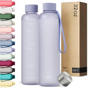 KIVY Slim Water Bottle 32oz [Lightweight & Shatterproof] - Reusable Tritan Water Bottle - Leak Proof Water Bottle for Women & Men - No Spill Drinking Bottle - Dishwasher Safe - BPA Free, Light Blue, 32 Ounces