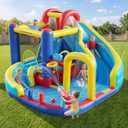 ELEMARA 10 in 1 Inflatable Water Slide Bounce House, Inflatable Bounce House with Blower, Dual Slides & Climbing Walls & Ring-toss Game & 2 Water Guns, Splash Pool, Blow up Water Slide with Blower