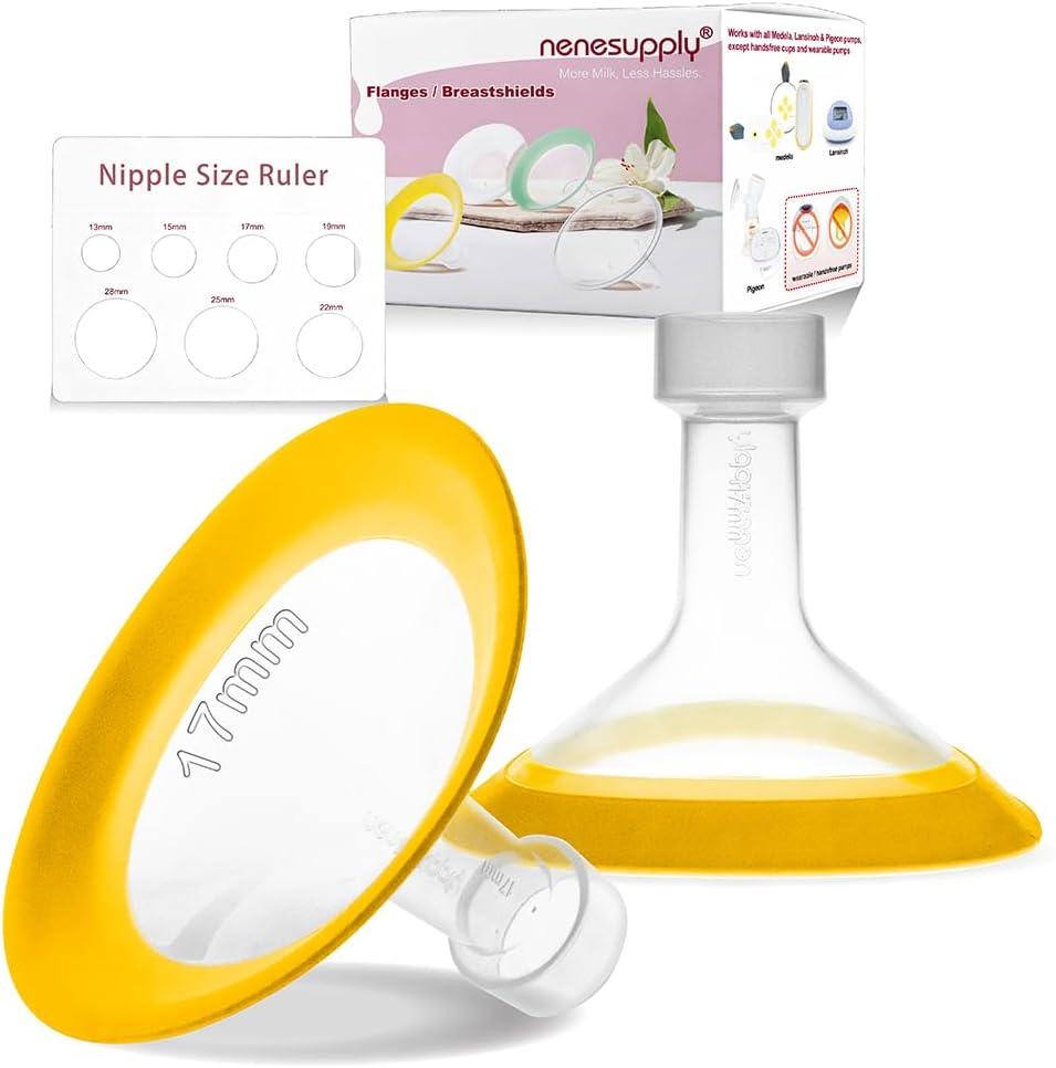 2 x Nenesupply 17mm Oval Flanges Compatible with Medela Breast Pump Parts Replace 17mm Medela Flange Accessories. Work with Pump in Style Parts Symphony Parts Swing Maxi Harmony and Personalfit Flex