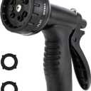 Garden Water Hose Nozzle ABS Water Spray Nozzle with 10 Spray Modes Suitable for Watering Plants, Iawns and Gardens, Car Washing, Cleaning, Showering Pets and Outdoor Fun, Black