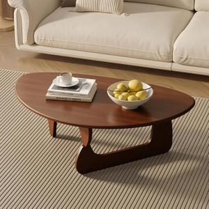 SoulNest Mid Century Small Coffee Table, Walnut Coffee Table for Living Room, Suitable for Living Room, Reception Room or Office (Small, Triangle)
