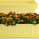 HOXHA 6 Pack Window Box Planter, 17 inches Plastic Vegetable Flower Planter Boxes with Tray, Rectangular Indoor and Outdoor Flower Pots for Windowsill, Patio, Porch, Garden Balcony