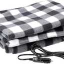 Heated Blanket - 12-Volt Electric Blanket for Car, Truck, SUV, or RV - Portable Winter Car Accessories for Camping or Travel by Stalwart (Black Plaid)