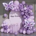 Butterfly Balloons Arch Garland Kit,Light Pastel Metallic Purple Balloons with Lavender Lilac Foil Butterfly for Girl's Birthday Baby Shower Wedding Mother's Day Valentines Party Decorations