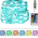 Twinkle Star Color-Changing Fairy Lights, 33Ft 100 LED Waterproof Mini String Lights Twinkle Lights, 16 Colors USB Silver Wire Lights with Adapter for Bedroom Room Garden Party Wedding Christmas Decor