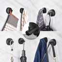 YOHOM Suction Cup Hooks Shower Towel Holder Stainless Steel Vacuum Bathroom Shower Hook Suction Towel Rack Kitchen Organizer for Bathrobe Loofah Matte Black 2Pcs